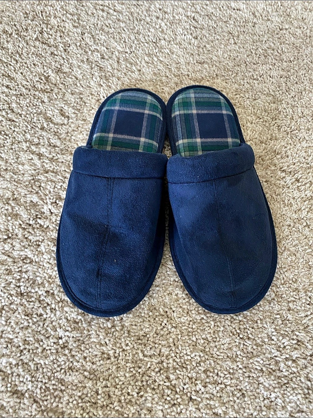 Life is Good Men's Blue & Green Plaid Slippers US 7-8